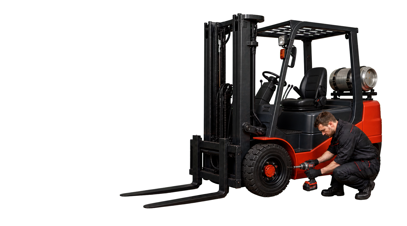 Atlas Lift technicians servicing a forklift